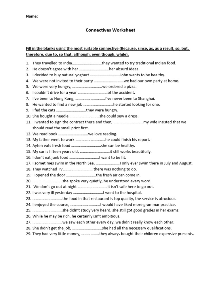 Connectives Worksheet with Answers | PDF | Chess Openings | Chess Theory