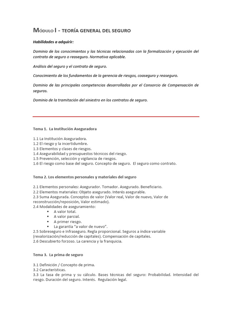 Teoría General del Seguro y Riesgos | PDF | Póliza de seguros | Seguro