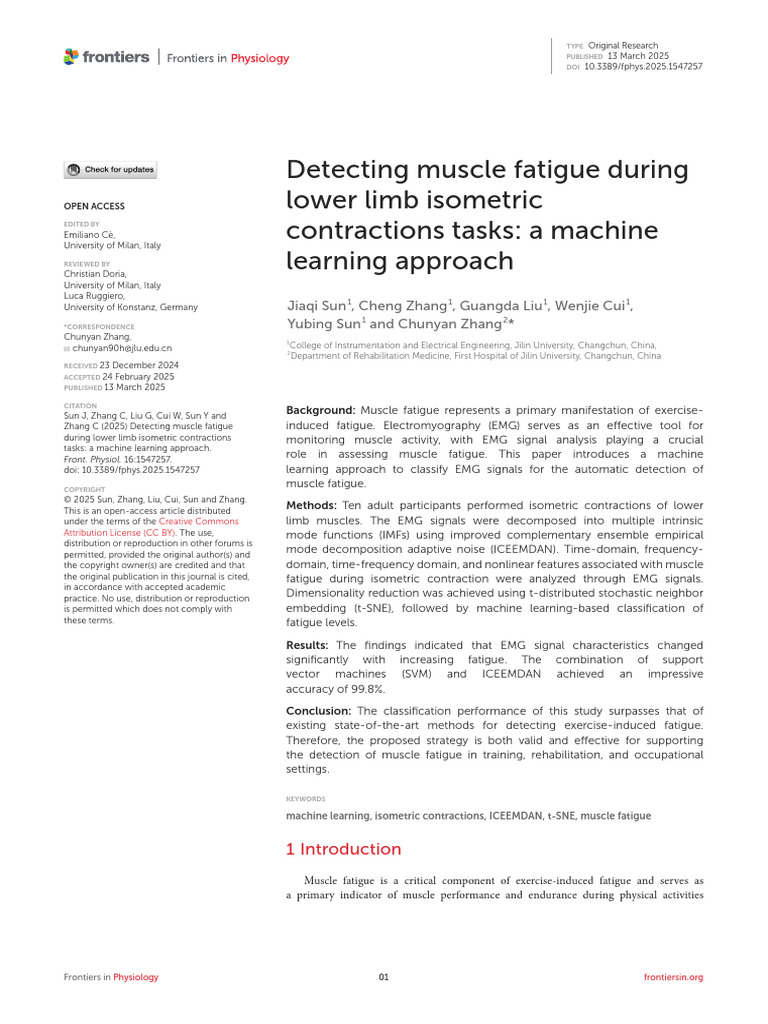Machine Learning for Muscle Fatigue Detection | PDF | Electromyography ...