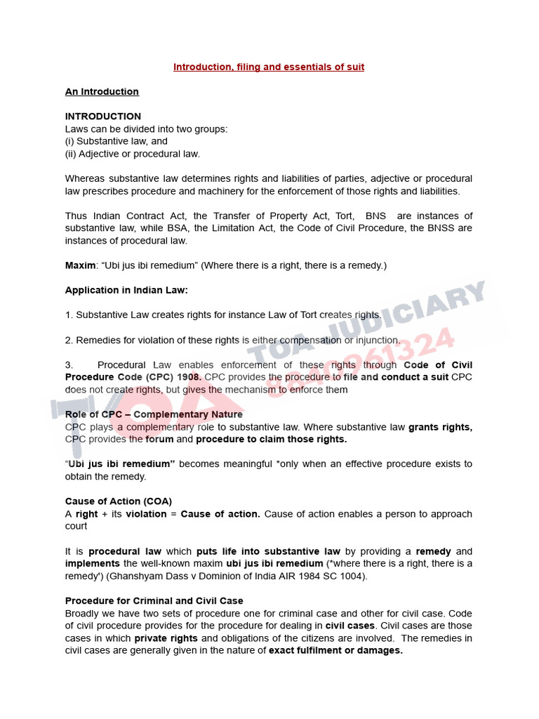 Essentials of Filing a Civil Suit in India | PDF | Lawsuit | Joinder