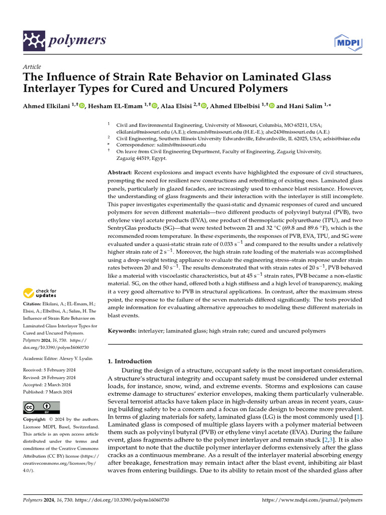 Strain Rate Effects on Laminated Glass Polymers | PDF | Deformation ...