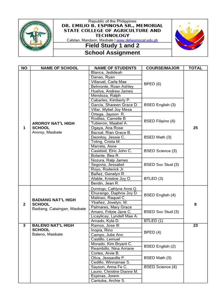 Fs 2025 2026 School Assignment | PDF