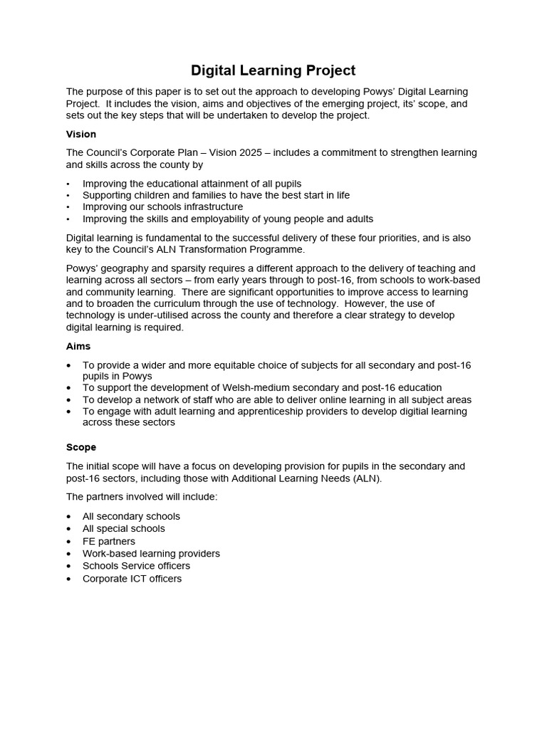 Digital Learning Project - Scoping Brief | PDF | Information And ...
