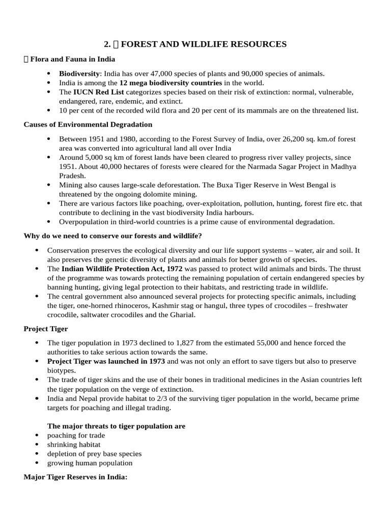 Forest and Wildlife Conservation in India | PDF | Water Scarcity ...