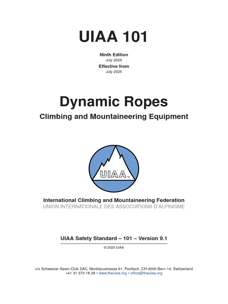 UIAA 101: Dynamic Ropes Standard | PDF | Rope | Force