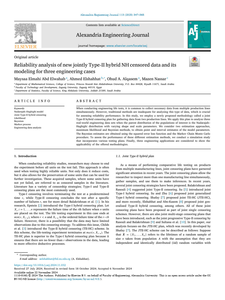 Reliability Analysis of New Jointly Type-II Hybrid NH Censored Data and ...