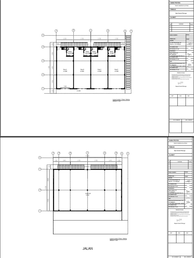 Ruko Daerah Klating: Layout Lantai 1 & 2 | PDF