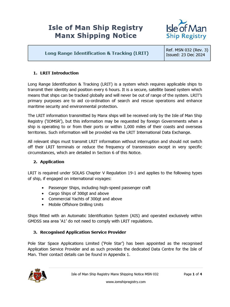 LRIT Compliance for Manx Ships | PDF | Shipping | Water Transport