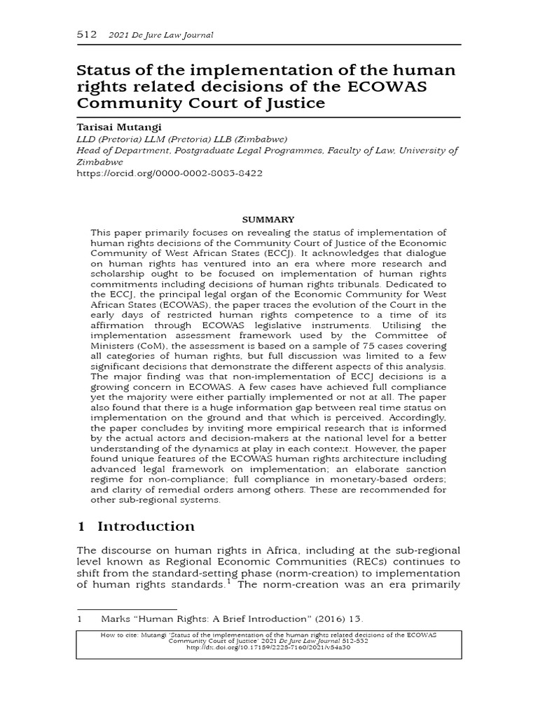 Status of The Implementation of The Human Rights Related Decisions of ...