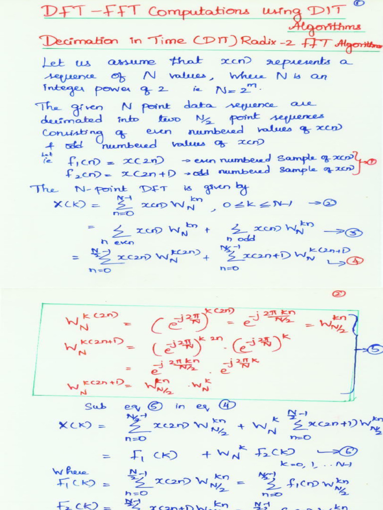 DFT-FFT Computations Using DIT Algorithms | PDF