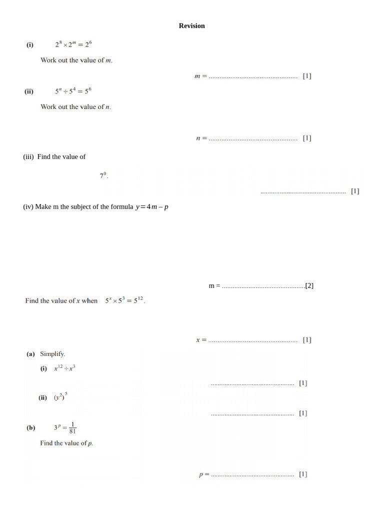 Solve for m in y=4m-p Equation | PDF