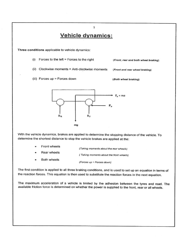 Vehicle Dynamics and Braking | PDF