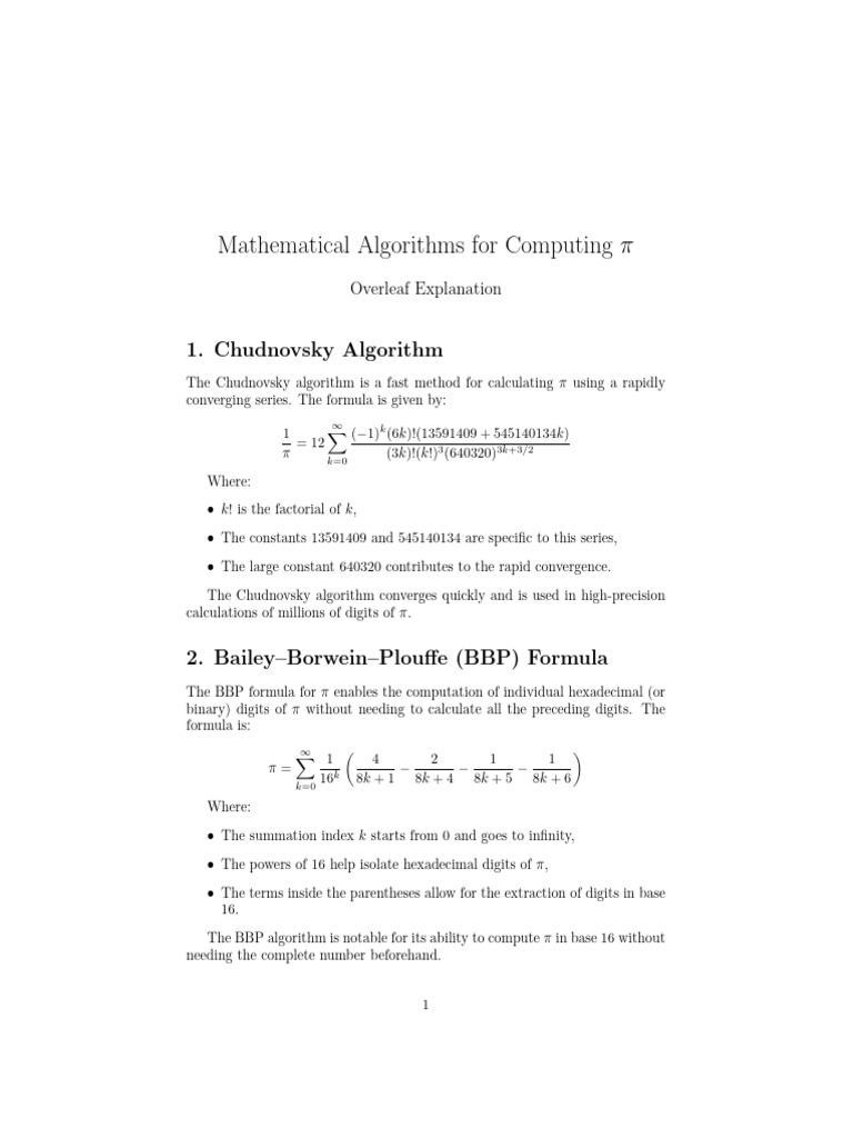 Chudnovsky Algorithm for π Calculation | PDF | Pi | Algorithms