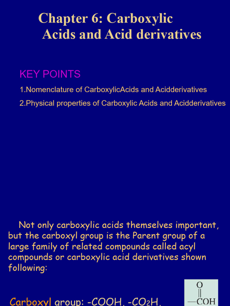 Carboxylic Acid Derivatives Overview | PDF | Carboxylic Acid | Amide