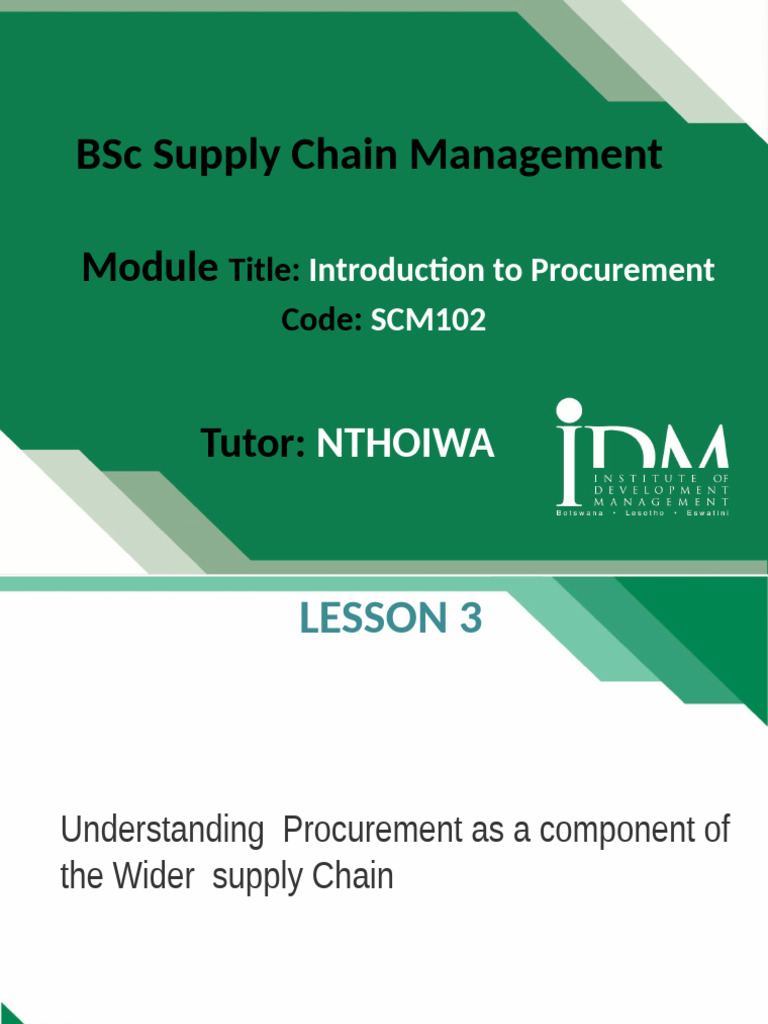 Procurement in Supply Chain Management | PDF | Supply Chain | Supply ...
