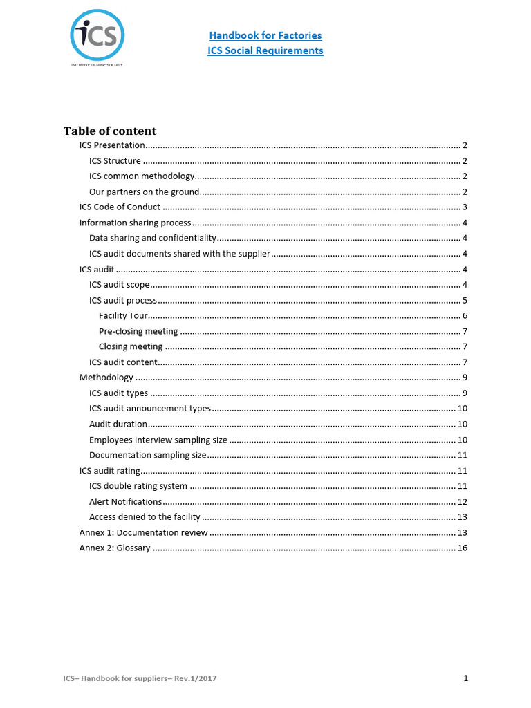 ICS Audit Process and Checklist Guide | PDF | Employment | Audit