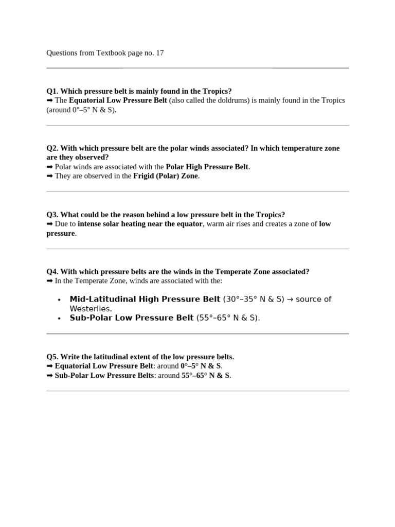 Air Pressure Textbook Answers | PDF