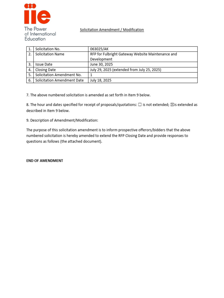 Fulbright Gateway RFP Amendment 1 | PDF | Word Press | Databases