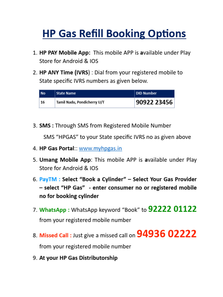 HP Gas Booking Methods Explained | PDF