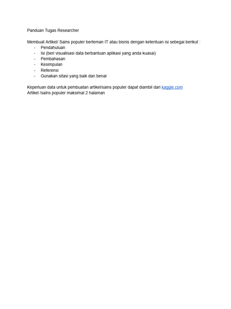 Panduan Tugas Researcher | PDF