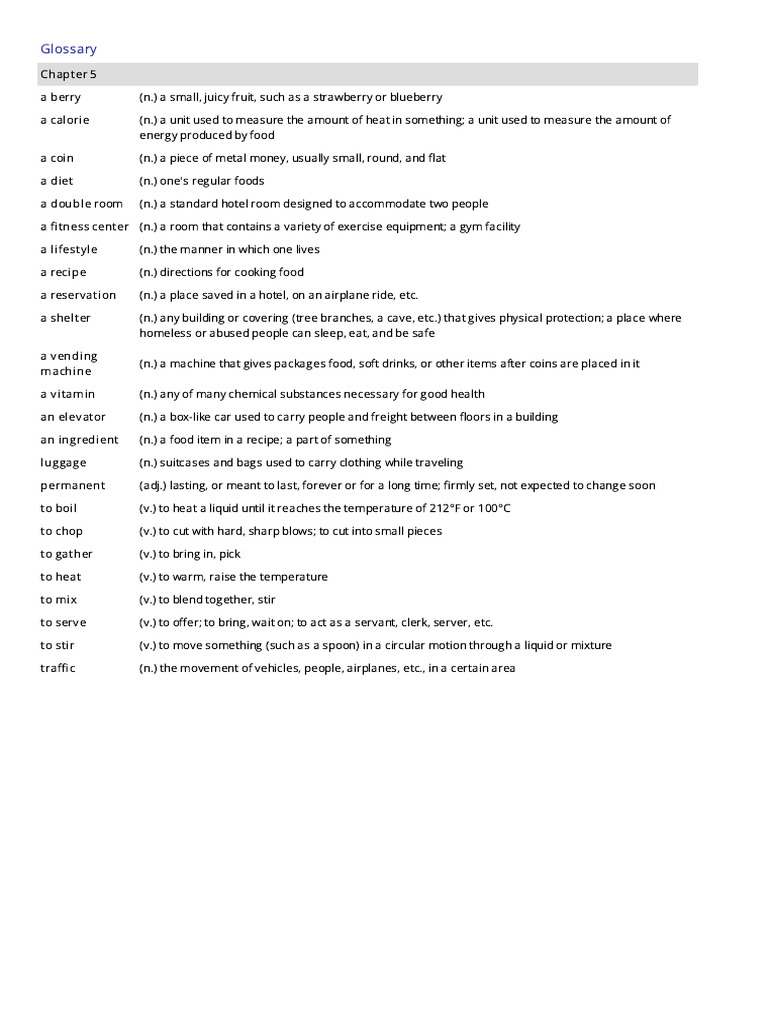 Essential Vocabulary Glossary | PDF