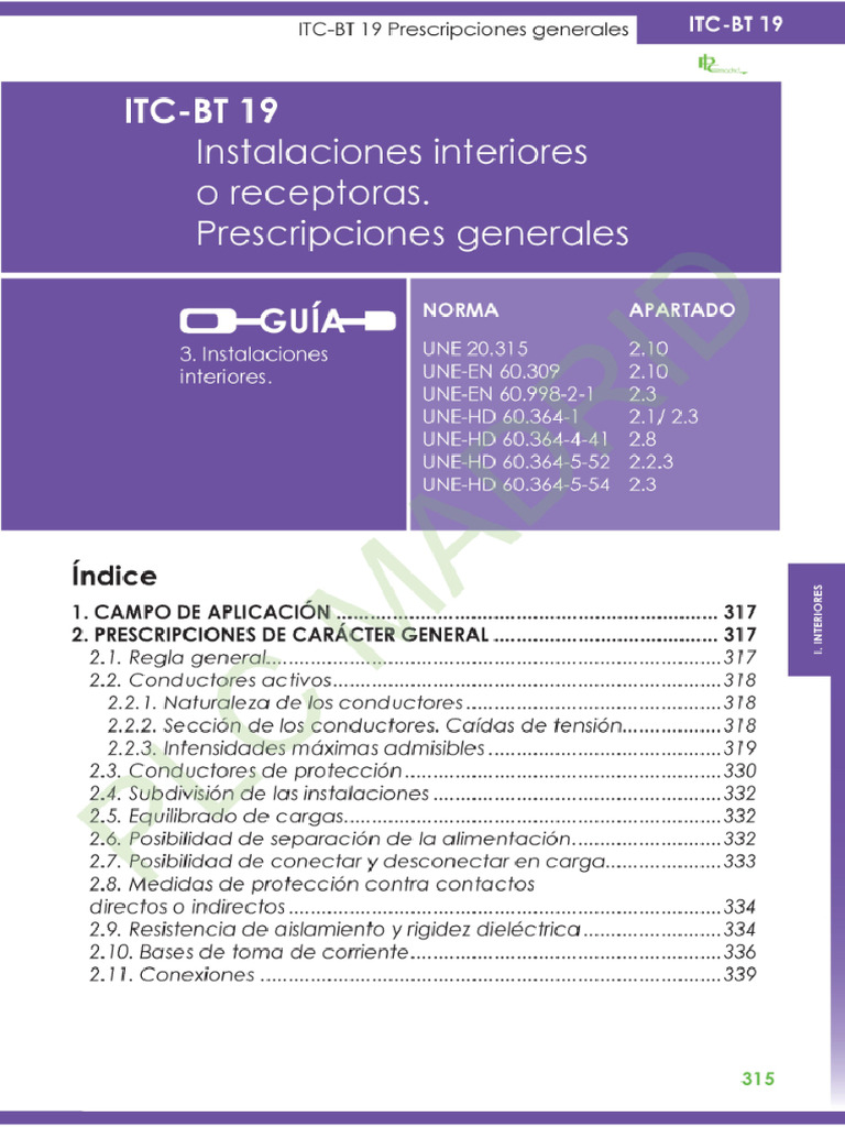 ITC BT 19 - Prescripciones Generales de Las Instalaciones Interiores o ...