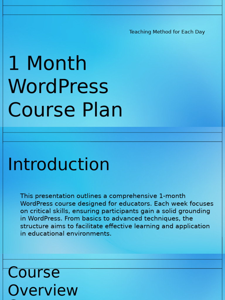1-Month WordPress Course for Educators | PDF | Word Press | Computing
