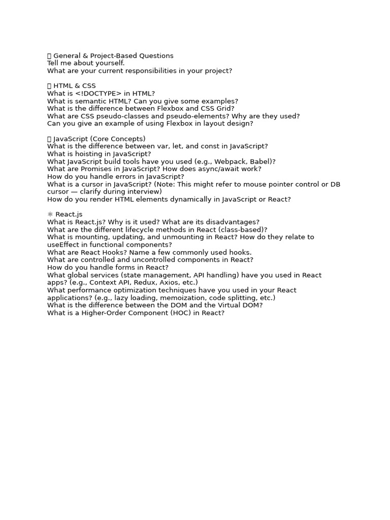 Web Development Interview Questions Guide | PDF
