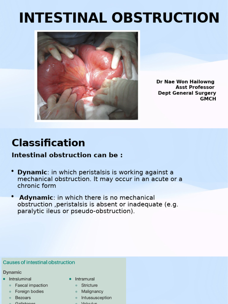 Intestinal Obstruction: Types & Pathophysiology | PDF ...