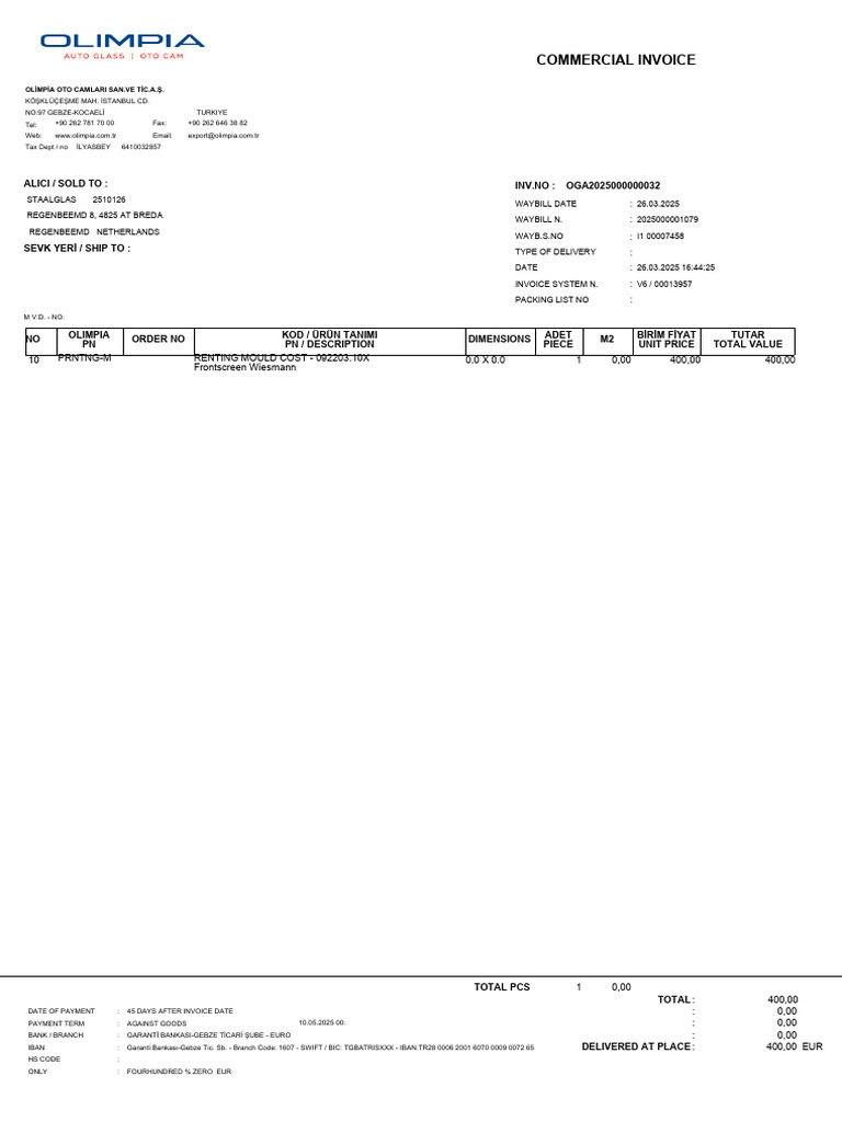Weismann Frontcreen Tooling Rent Invoice | PDF | Banking | Banking ...