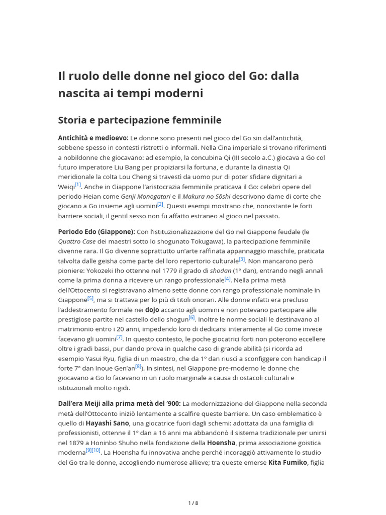 Ruolo Delle Donne Nella Storia Del Go | PDF