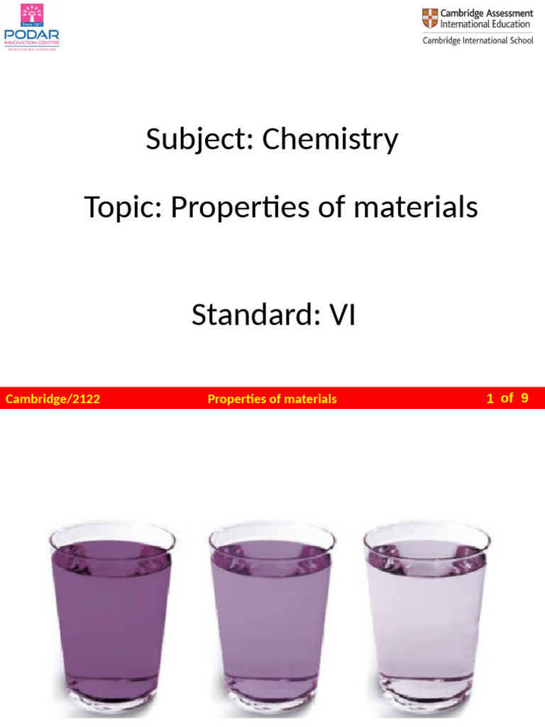Chemistry of Material Properties | PDF | Solubility | Potassium