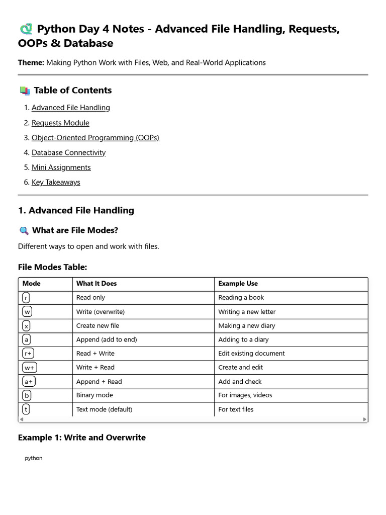 Python Advanced File Handling & OOPs | PDF | Method (Computer ...