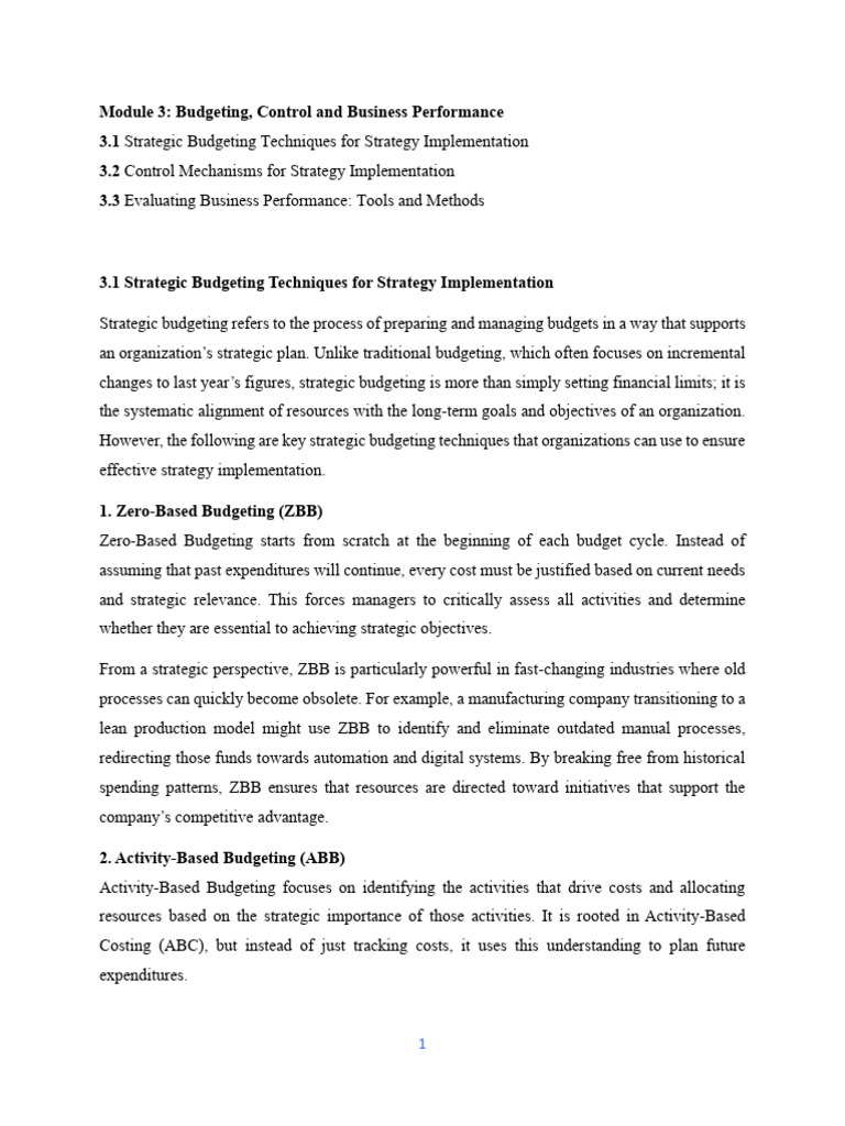 Strategic Budgeting for Business Success | PDF | Performance Appraisal ...
