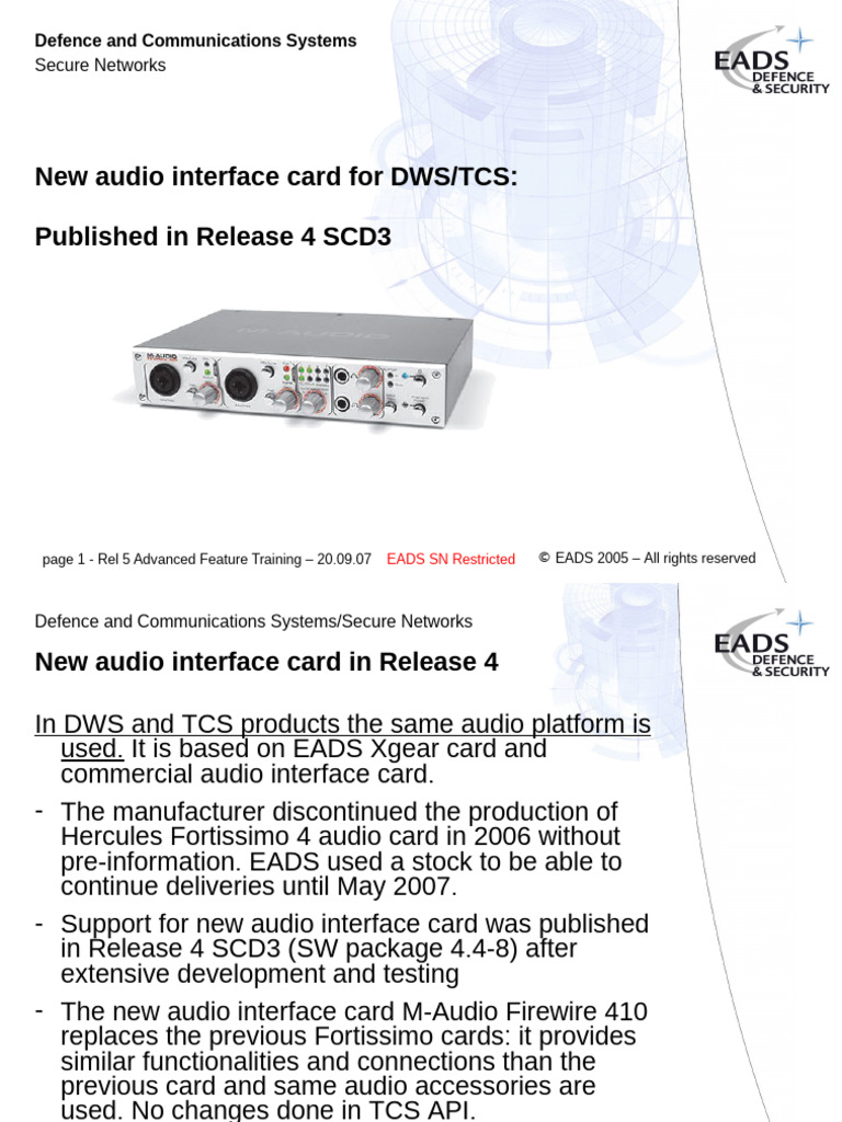 New Audio Interface Card for DWS/TCS | PDF | Microphone | Computer ...