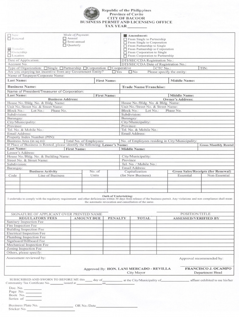 Business Permit Form | PDF