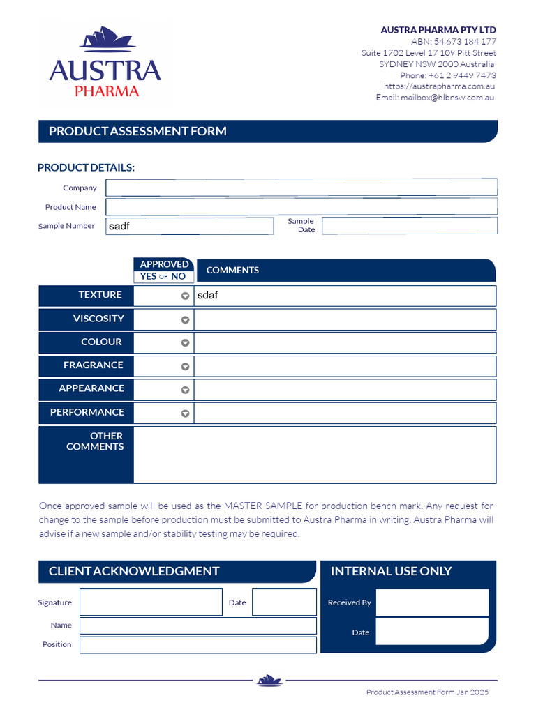 Product Assessment Feedback Form - Template | PDF