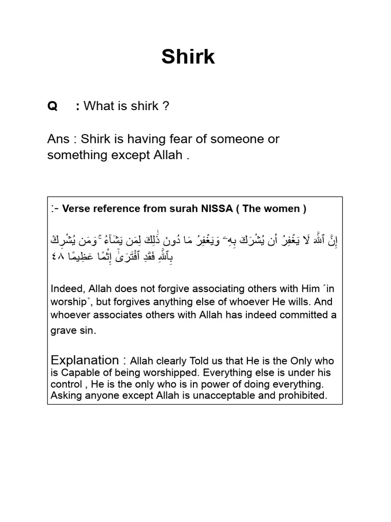 What Shirk Is | PDF | God In Islam | Allah