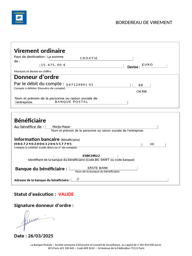 Bordereau de virement international | PDF