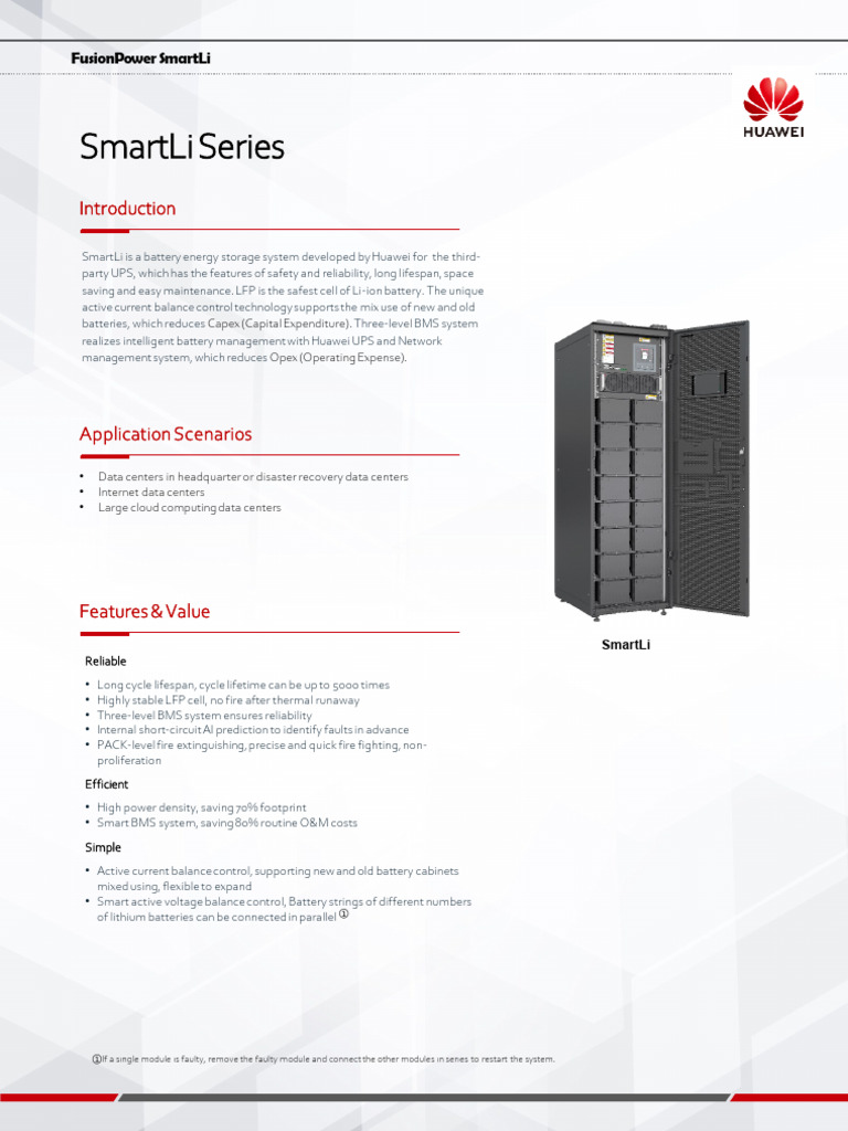 Huawei SmartLi 3.0 UPS Solutions | PDF | Lithium Ion Battery | Data Center