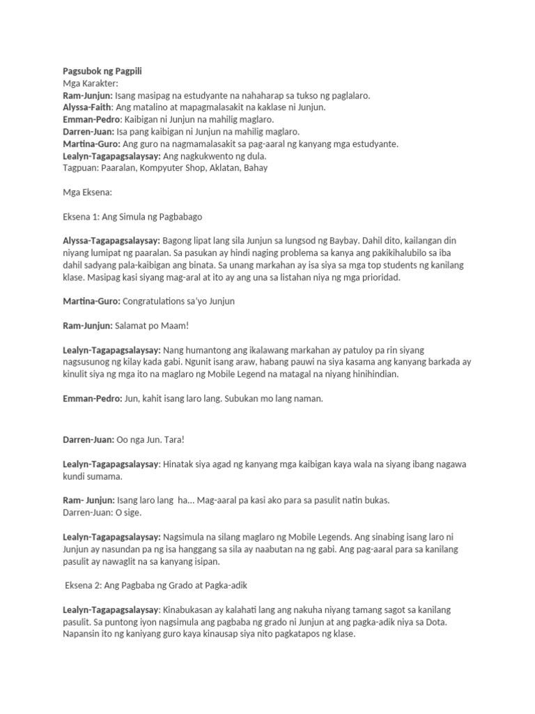 Pagsubok NG Pagpili Pagpapasya Esp | PDF