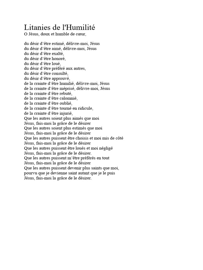 Litanies de l'Humilité | PDF