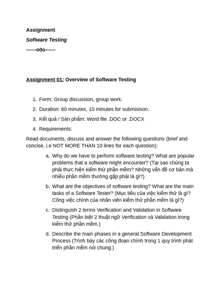 Software Testing: Assignment | PDF
