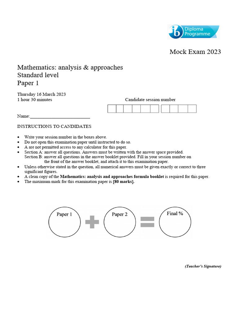 2023 Mock Mathematics Exam Paper | PDF | Equations | Mathematics
