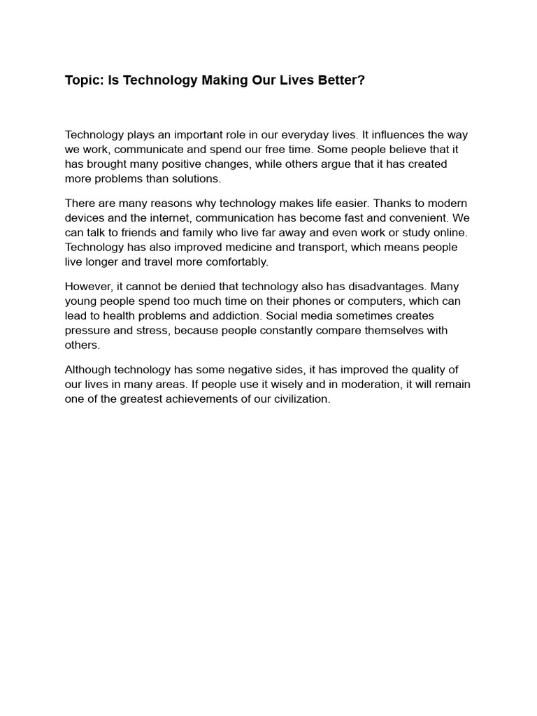 English Essay - Technology | PDF