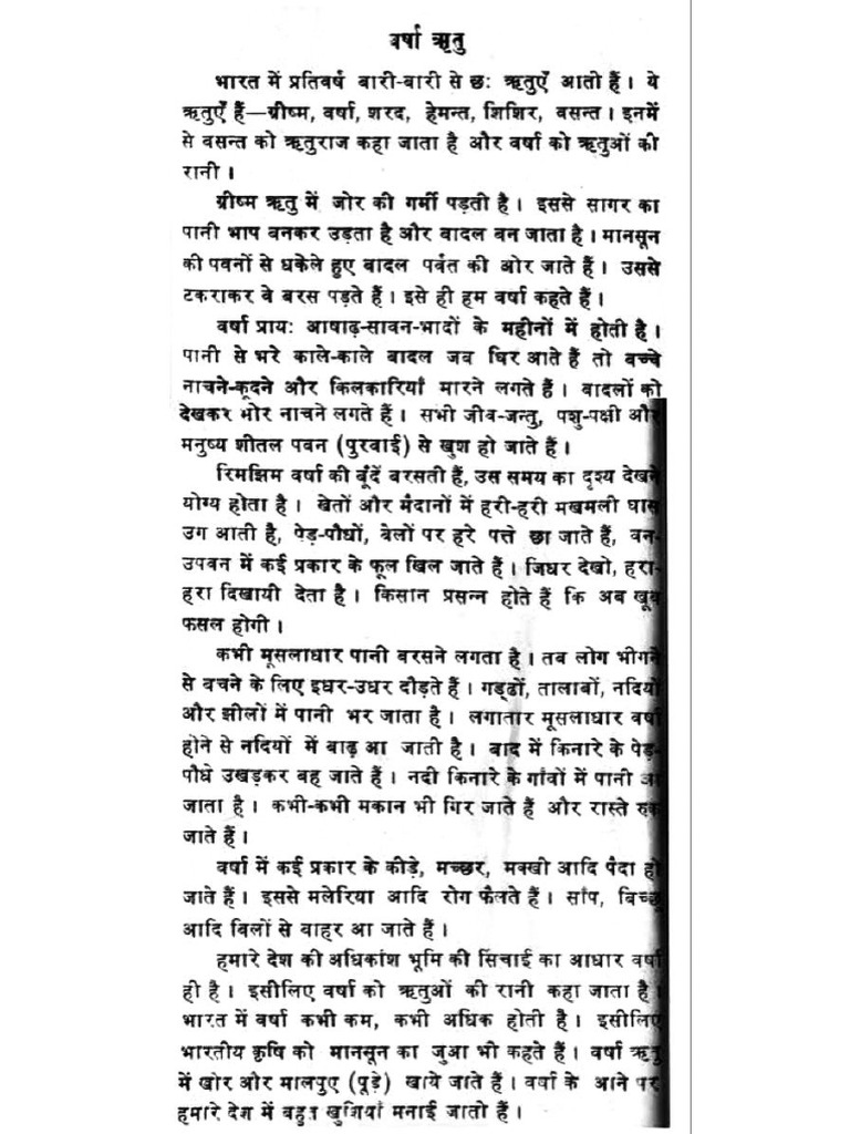 Varsha Rutu Nibandh | PDF