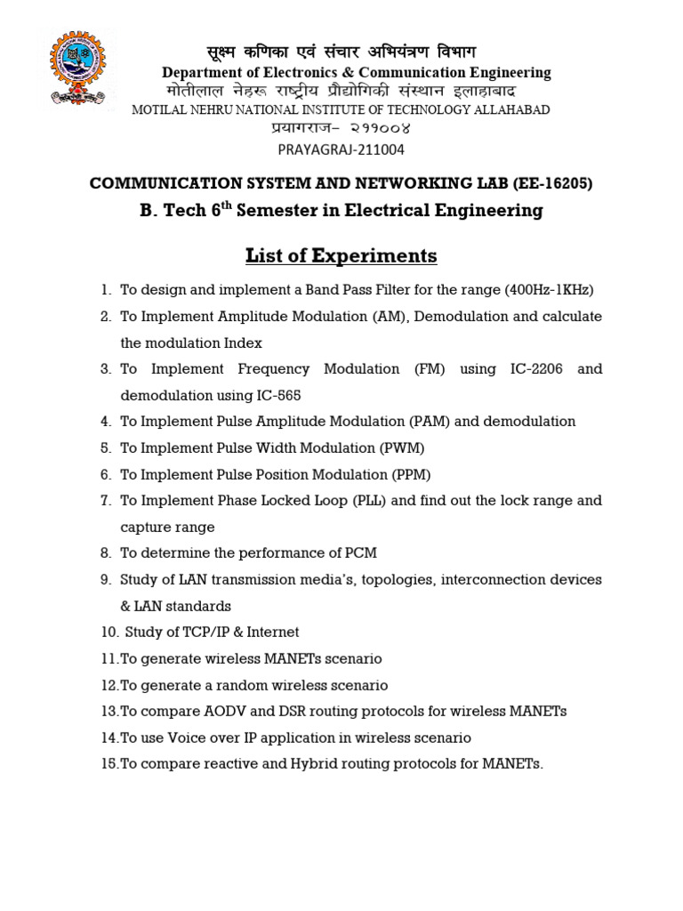 Communication Systems Lab Experiments | PDF