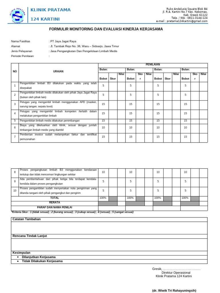 Evaluasi Kinerja Kerjasama Limbah Medis | PDF