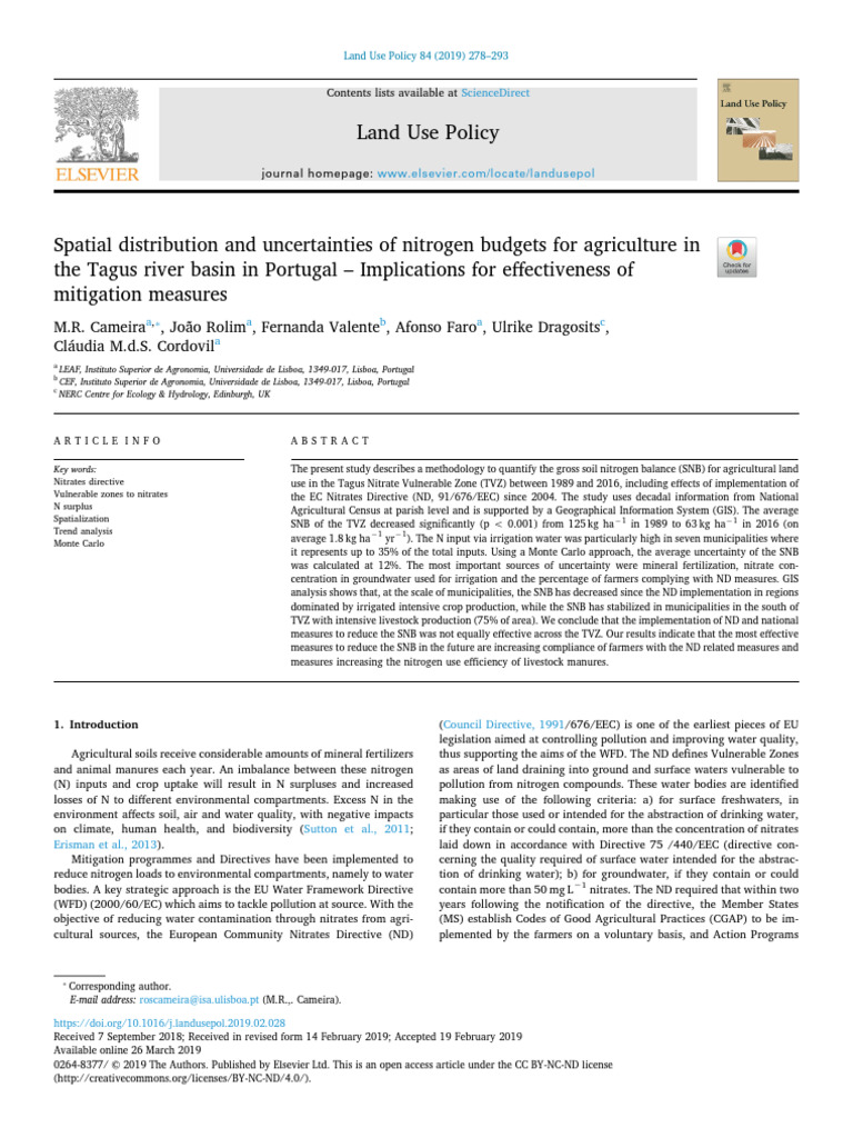 Spatial Distribution and Uncertainties of Nitrogen Budgets For Ag ...