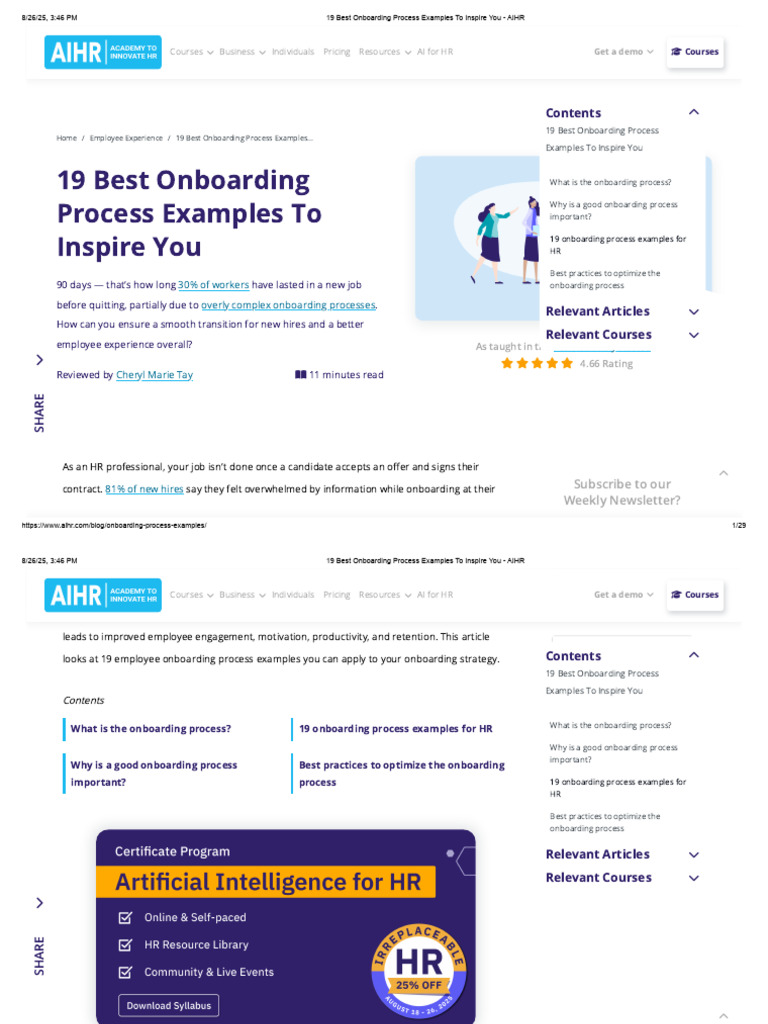 19 Best Onboarding Process Examples to Inspire You - AIHR | PDF ...